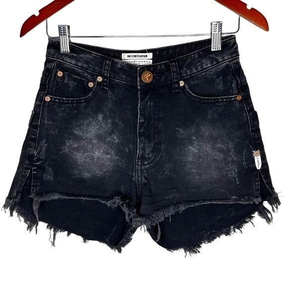 One Teaspoon Bonita High Waist Cut Off Denim Shorts - Picture 3 of 12